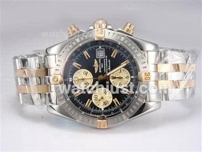 Breitling Chronomat Evolution Chronogrpah Swiss Valjoux 7750 Movement Two Tone with Black Dial