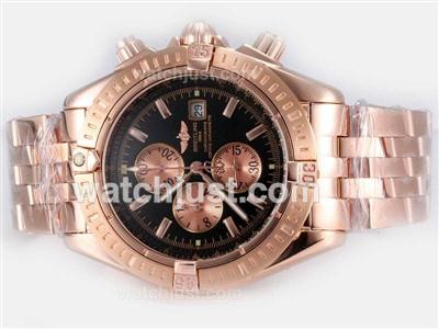 Breitling Chronomat Evolution Working Chronograph Full Rose Gold with Black Dial