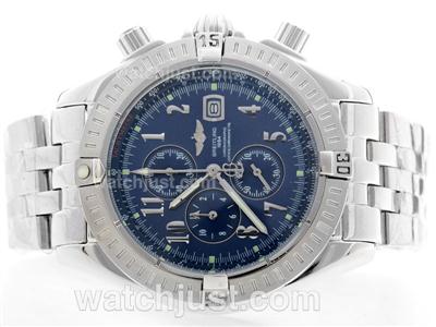 Breitling Chronomat Evolution Working Chronograph with Blue Dial S/S - Arabic Marking