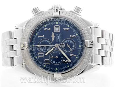 Breitling Chronomat Evolution Working Chronograph with Blue Dial S/S - Arabic Marking