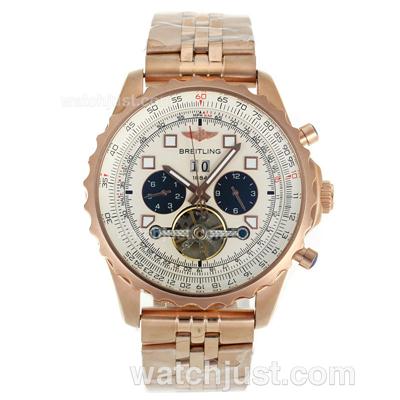 Breitling Chronospace Tourbillon Automatic Full Rose Gold with White Dial