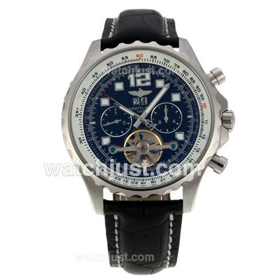 Breitling Chronospace Tourbillon Automatic with Black Dial-Leather Strap