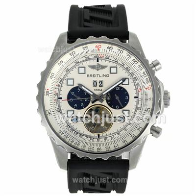 Breitling Chronospace Tourbillon Automatic with White Dial-Rubber Strap