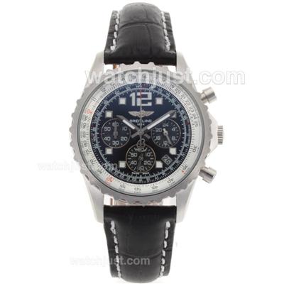 Breitling Chronospace Working Chronograph Blue Dial with Leather Strap-Lady Size