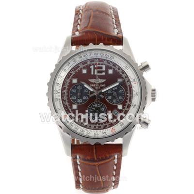 Breitling Chronospace Working Chronograph Brown Dial with Leather Strap-Lady Size