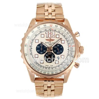 Breitling Chronospace Working Chronograph Full Rose Gold with White Dial