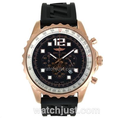 Breitling Chronospace Working Chronograph Rose Gold Case with Black Dial-Rubber Strap