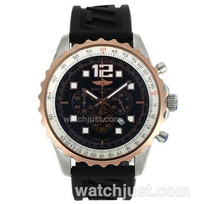 Breitling Chronospace Working Chronograph Two Tone Case with Black Dial-Rubber Strap