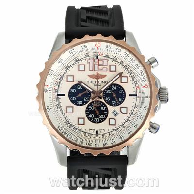 Breitling Chronospace Working Chronograph Two Tone Case with White Dial-Rubber Strap
