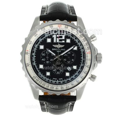 Breitling Chronospace Working Chronograph with Black Dial-Leather Strap