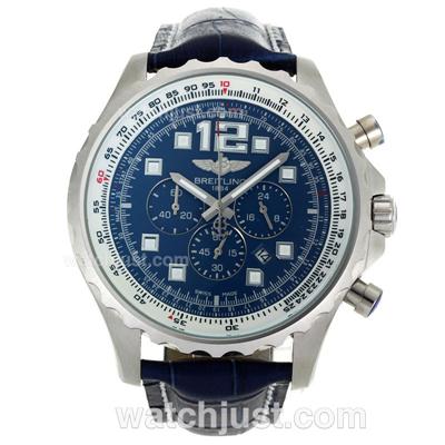 Breitling Chronospace Working Chronograph with Blue Dial-Leather Strap