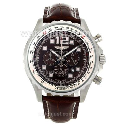 Breitling Chronospace Working Chronograph with Brown Dial-Leather Strap