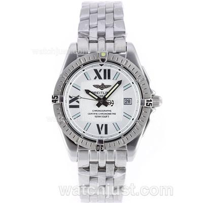 Breitling Cockpit Roman Markers with White Dial-Lady Size