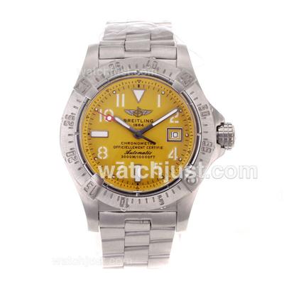 Breitling Cockpit Swiss ETA 2836 Movement with Yellow Dial S/S