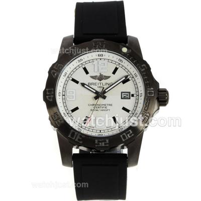 Breitling Colt PVD Case with White Dial-Rubber Strap