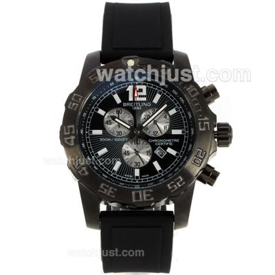 Breitling Colt Working Chronograph PVD Case with Black Dial-Rubber Strap