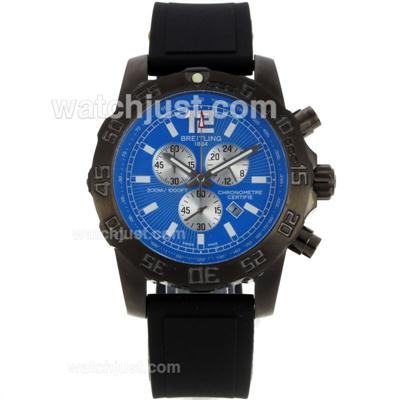 Breitling Colt Working Chronograph PVD Case with Blue Dial-Rubber Strap