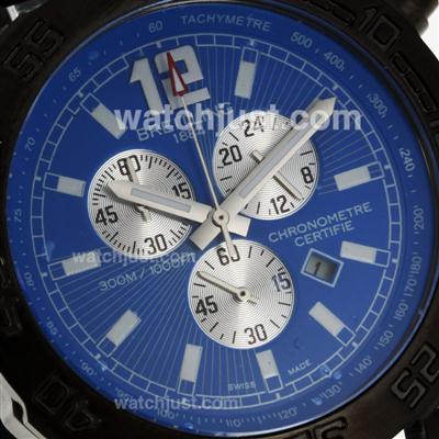 Breitling Colt Working Chronograph PVD Case with Blue Dial-Rubber Strap