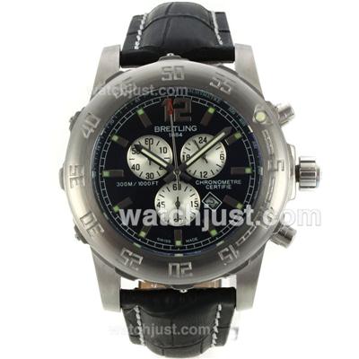 Breitling Colt Working Chronograph with Black Dial-Leather Strap