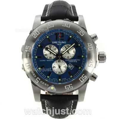 Breitling Colt Working Chronograph with Blue Dial-Leather Strap