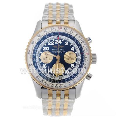 Breitling Cosmonaute Chronograph Swiss Valjoux 7750 Movement Two Tone with Black Dial