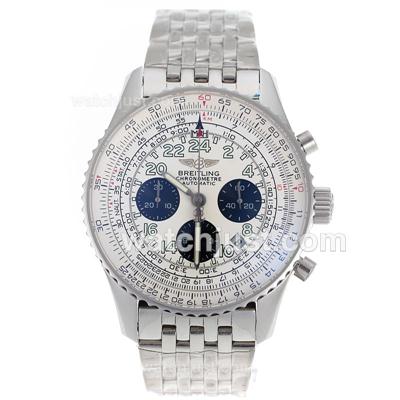 Breitling Cosmonaute Chronograph Swiss Valjoux 7750 Movement with White Dial-S/S