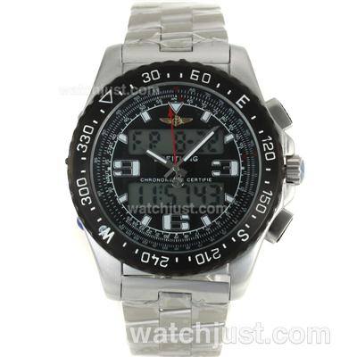 Breitling Emergency Digital Displayer PVD Bezel with Black Dial S/S