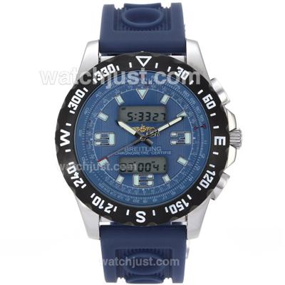 Breitling Emergency Digital Displayer PVD Bezel with Blue Dial-Rubber Strap