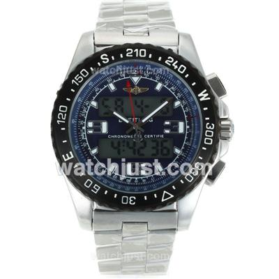 Breitling Emergency Digital Displayer PVD Bezel with Blue Dial S/S