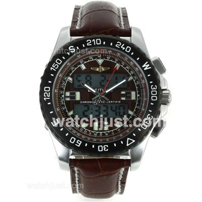 Breitling Emergency Digital Displayer PVD Bezel with Brown Dial-Brown Leather Strap