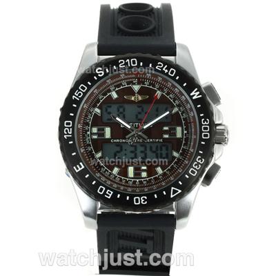 Breitling Emergency Digital Displayer PVD Bezel with Brown Dial-Rubber Strap