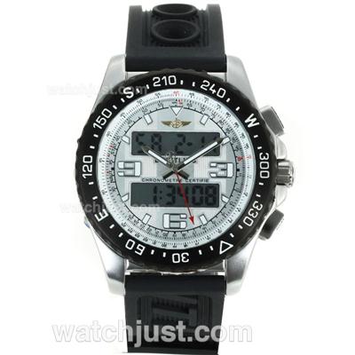 Breitling Emergency Digital Displayer PVD Bezel with White Dial-Rubber Strap