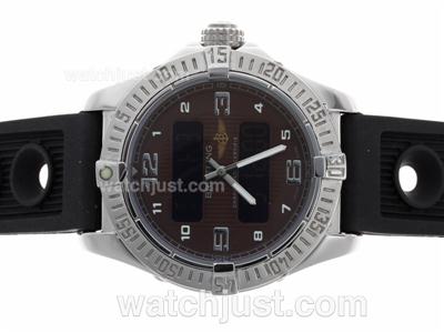 Breitling Emergency Digital Displayer with Brown Dial-Rubber Strap