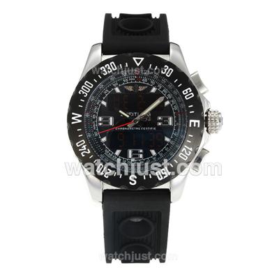 Breitling Emergency Digital Player Black Bezel with Black Dial-Rubber Strap