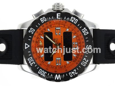Breitling Emergency Digital Player PVD Bezel with Orange Dial-Rubber Strap