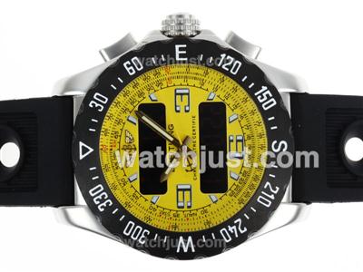 Breitling Emergency Digital Player PVD Bezel with Yellow Dial-Rubber Strap