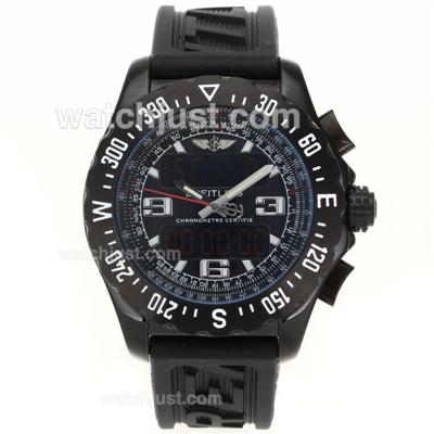 Breitling Emergency Digital Player PVD Case with Black Dial-Rubber Strap