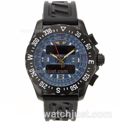 Breitling Emergency Digital Player PVD Case with Blue Dial-Rubber Strap