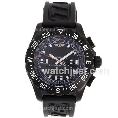Breitling Emergency Digital Player PVD Case with Gray Dial-Rubber Strap