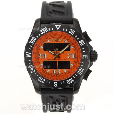Breitling Emergency Digital Player PVD Case with Orange Dial-Rubber Strap