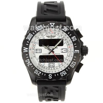 Breitling Emergency Digital Player PVD Case with White Dial-Rubber Strap