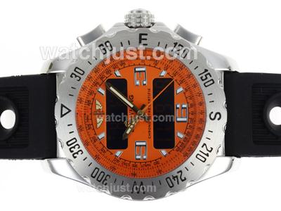 Breitling Emergency Digital Player with Orange Dial-Rubber Strap