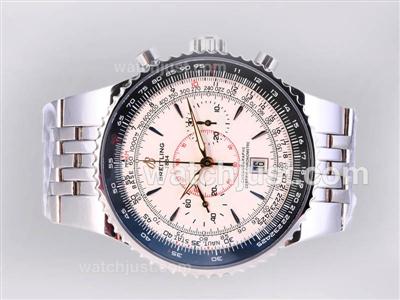 Breitling Montbrillant Legende Chronograph Swiss Valjoux 7750 Movement with White Dial