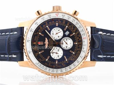Breitling Navitimer Working Chronograph Rose Gold Case Blue Dial with Stick Marking