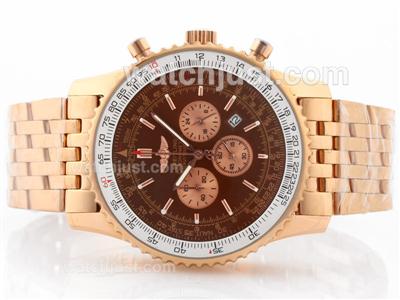 Breitling Navitimer Working Chronograph Rose Gold Case Brown Dial