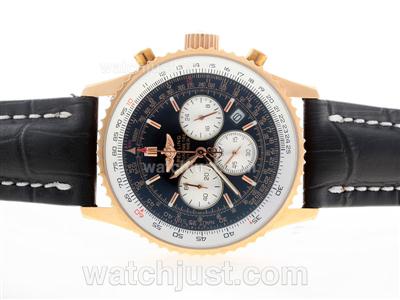 Breitling Navitimer Working Chronograph Rose Gold Case with Black Dial-Stick Marking