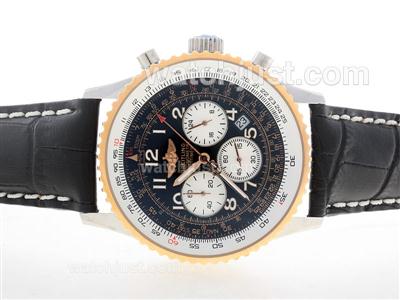 Breitling Navitimer Working Chronograph Two Tone Case with Black Dial-Number Marking