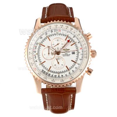 Breitling Navitimer World Automatic Rose Gold Case with White Dial-AR Coating