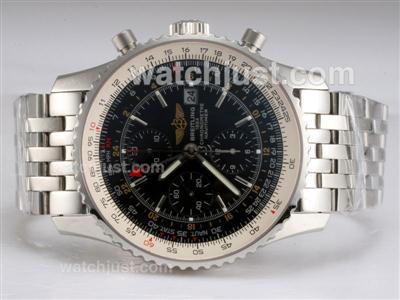 Breitling Navitimer World Chronograph Swiss Valjoux 7750 Movement with Black Dial