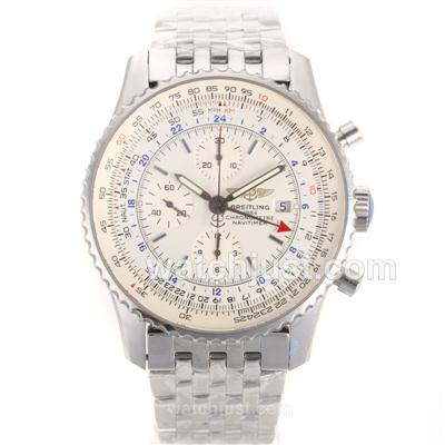 Breitling Navitimer World Swiss Valjoux 7750 Movement with White Dial